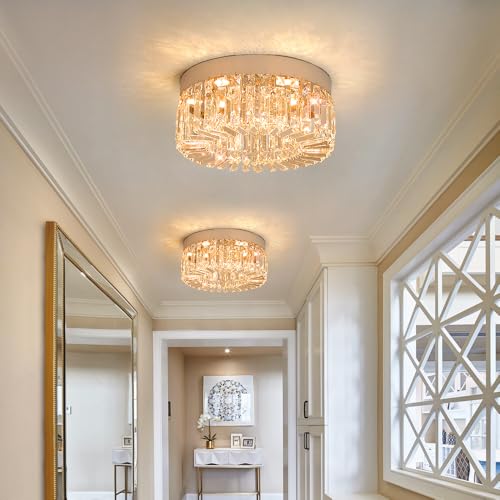 VETRULUS Crystal Chandeliers for Living Room Flush Mount Crystal Ceiling Light Fixtures 40CM Modern LED Chandelier for Dining Room Kitchen Foyer Chrome Silver - Cosy Home Interiors VETRULUS Crystal Chandeliers for Living Room Flush Mount Crystal Ceiling Light Fixtures 40CM Modern LED Chandelier for Dining Room Kitchen Foyer Chrome Silver - Image 7