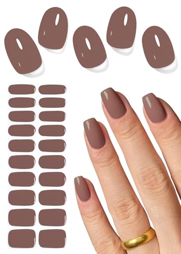 Wahrshei UV Pegatinas de Gel Jelly Brown,20 Pcs Semicurado,Adhesivos para Uñas