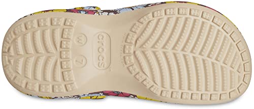 Image of Crocs Women's Classic Graphic Platform Clogs, Platform Shoes, Chai /Multi, 8 Women
