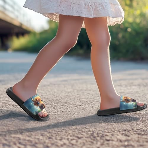 Image of Unisex Slides for Girls Boys Comfortable Slippers Slides Non-slip Shower Shoes House Fashion Thick for Indoor & Outdoor Gifts
