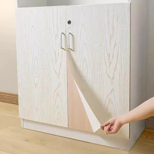 Image of Self Adhesive Waterproof White Wood Wallpaper Decals Wall Furniture Decoration PVC Vinyl Wall Sticker 45 x 304 cm