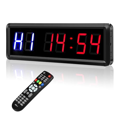 BAFEIYA Temporizador LED de 6 dígitos de 1,5 Pulgadas, intervalo de Tabata for Gimnasio y Boxeo, Cuenta Regresiva programable/Reloj de Parada en Tiempo Real