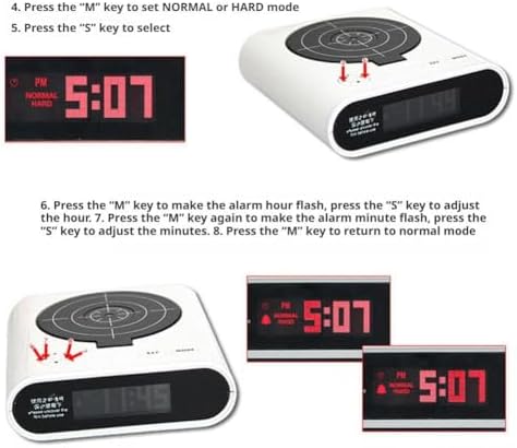 Wmool Gun and Target Alarm Clock with Gun Shooting Game Digital Shot Timer Alarm Clock Interactive Wake You Shoot Personalized LED Display Bedside Kids Adults Fun Gift Bedroom Office - 5