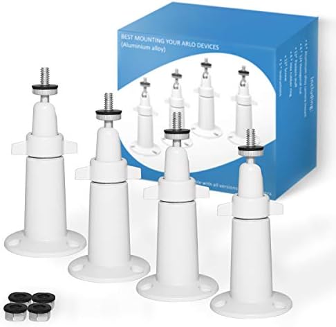 4 Pack Indoor/Outdoor Security Camera Wall Mount, 360 Degree Adjustable Aluminum Alloy Ceiling Mount Compatible with Arlo HD, Arlo Pro 2, Arlo Pro and Other Surveillance Camera(White)