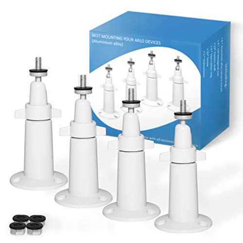 4 Pack Indoor/Outdoor Security Camera Wall Mount, 360 Degree Adjustable Aluminum Alloy Ceiling Mount Compatible with Arlo HD, Arlo Pro 2, Arlo Pro and Other Surveillance Camera(White)