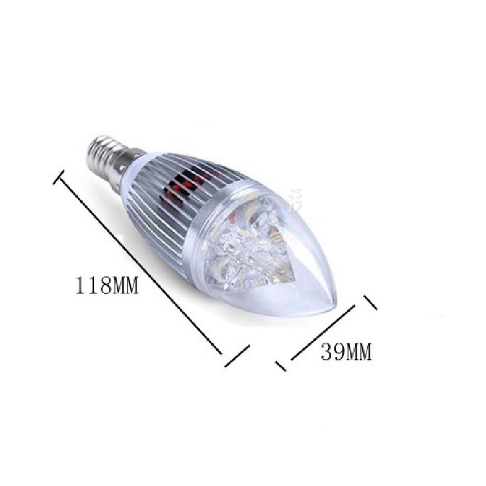 RZL Illuminazione, Confezione da 50 lampadine a candela a LED AC110v-240v 3W E14 senza fiamma bianco caldo/bianco freddo(Cold White,Silver)