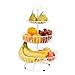 Cesto di Frutta Espositore Decorativo a 3 Livelli, Bianco Crema, Alto 46 cm