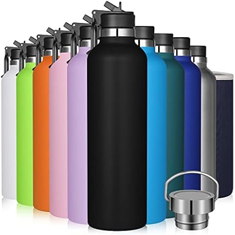 GeeRic Trinkflasche 1L Edelstahl Thermosflaschen Doppelwandige thermoskanne 1L Auslaufsicher BPA-frei rostfrei Isolierflasche und Hält kalte Cover