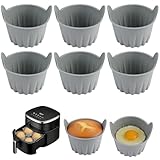 6 Pièces Moule Silicone Individuel Airfryer Oeuf Cocotte, Réutilisable Antiadhésifs Moule Air Fryer Aux Oeufs Réutilisable Plat éQuipé de Poignées Antidérapantes, Adaptés aux œUfs, Muffins et Puddings