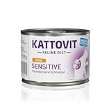 Kattovit - Comida húmeda Sensible para Gatos | Alimento dietético para Gatos como pienso Completo, sin Gluten ni Cereales, Comida húmeda para Gatos en Lata, hipoalergénica, para Gatos Adultos | 12 x