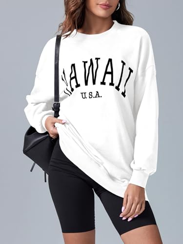 Image of Langwyqu Women's Oversized Sweatshirt Los Angeles California Crewneck Long Sleeve Casual Loose Pullover Tops
