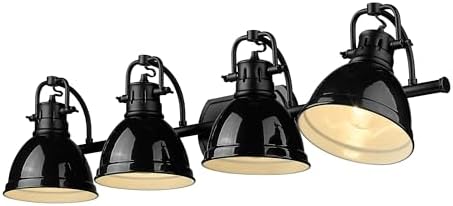 Golden Lighting Duncan BLK 4 Light Bath Vanity in Matte Black with Black Shades Shade