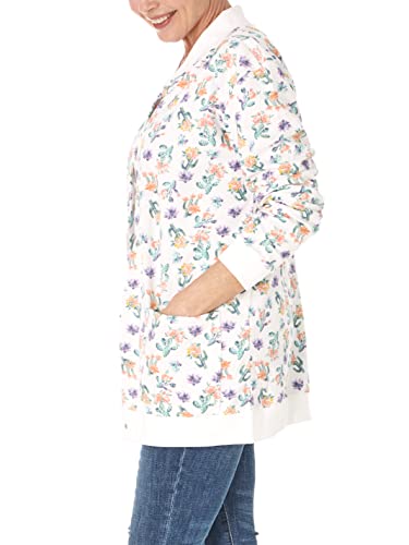 Image of AmeriMark Women Fleece Snap Button Cardigan Sweatshirt Coat - Ladies Soft Lightweight Warm Long Sleeve Jacket with Pockets