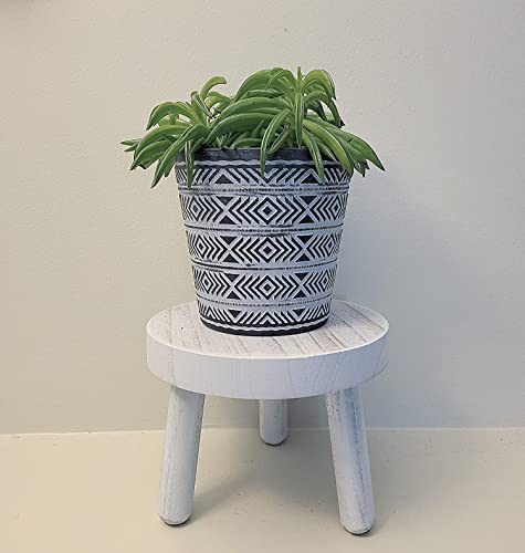Single Modern White Plant Stand Indoor | Small Plant Stand 7X7 Inches | Natural Wood Color With Whitewash Finish | Decorative Plant Flower Decor Stand | - Pot And Plant Not Included #TOP2