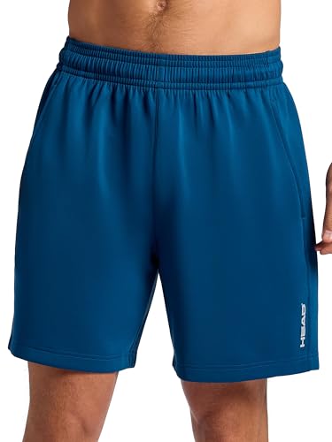 Head メンズ Elevate Essence ショート、スタンダードフィット、股下7インチ、ストレッチミッドウェイト マイクロピケスキューバ素材, ポセイドン, Large