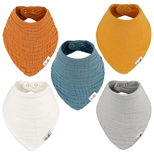 Image of Bedeca Muslin Baby Bibs, 100% Organic Cotton Baby Bandana Drool Bibs for Boy and Girls, Newborn Bib for Teething and Drooling