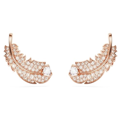 Swarovski Nice Ohrstecker, Weiße und Rosé Vergoldete Federohrringe mit...