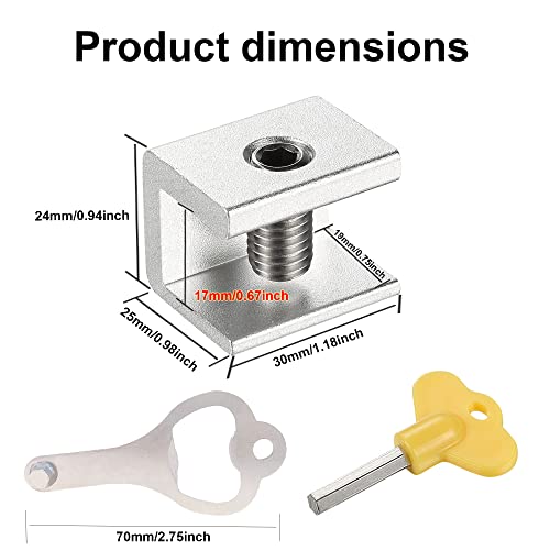 Window Locks, 8 Sets Sliding Window Locks Security With Key For Vertical & Horizontal Sliding Windows Doors, Adjustable Aluminum Child Proof Safety Slide Window Door Lock For Home Bedroom - Silver #TOP3