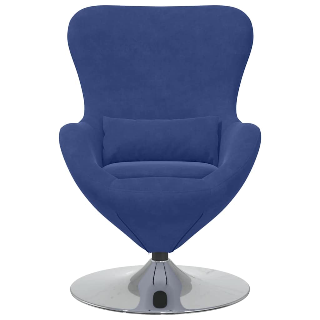 vidaXL Sillón Huevo Azul Policía Terciopelo, Silla de salón Moderna, Asientos Elegantes, Terciopelo, cómodos, Forma de Huevo, giratoria para Relajarse en casa