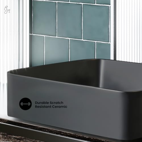 Image of Concorde 20 inch Rectangle Ceramic Vessel Sink in Matte Black