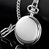 Tiong Vintage Smooth Steel Skeleton Stylish Silver Full Hunter Mechanical Pocket Watch with Chain for Men Women #2