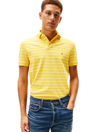 Image of Tommy Hilfiger Men's Short Sleeve Polo Shirts in Regular Fit With Stretch and Organic Pique Cotton