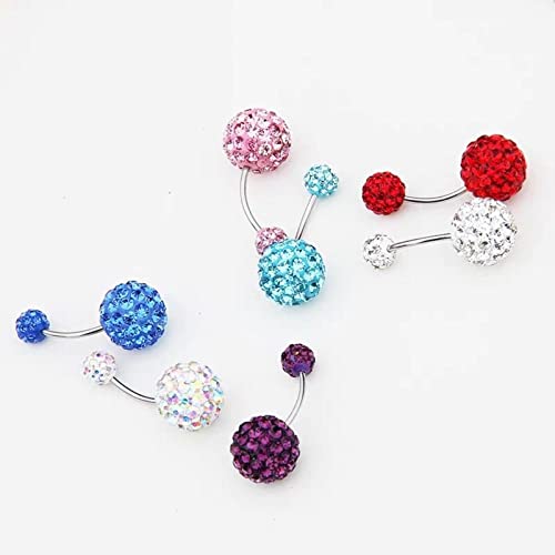 7 Pièces Couleur Aléatoire 14g Piercing Nombril Cristal Unique Strass Nombril Anneaux Piercing Nombril Boule 5/8mm