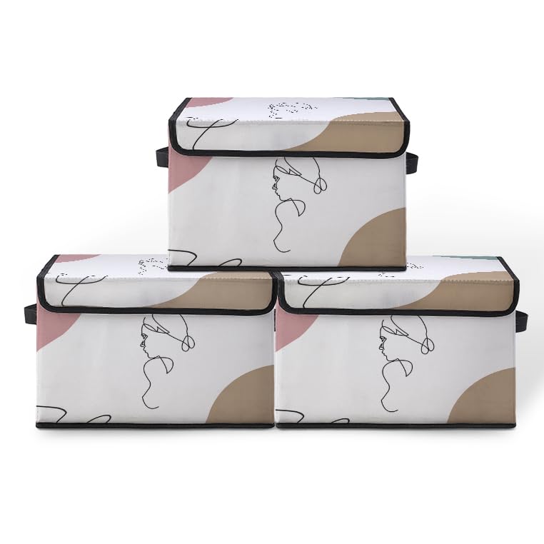 Image of Stackable Clothes Storage Bins with Lids 3 Pack. | Closet Organizers Fabric Cat Printing Box for Home and Office,Blanket Clothes Organizers,Under Bed Storage Containers