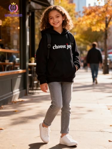 Image of WELAKEN Cotton Hoodie Sweatshirt for Girls Kids & Teens Long Sleeve Pullover with Kangaroo Pocket