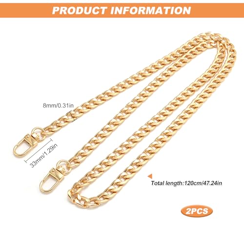 Taschenkette Gold 120 cm Schultergurt Schulterriemen Kette für Taschen 2 STK Metall Taschenriemen Schulterriemen Kette für DIY Handtaschen