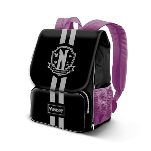 Miércoles School-Mochila Expandible EXP, Negro, 30 x 45 cm, Capacidad 28 L