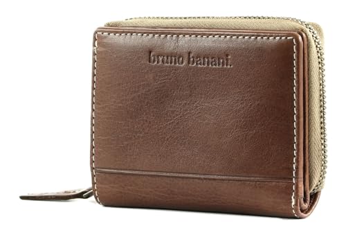 Porte-monnaie Bruno Banani luxueux marron à rabat en cuir véritable