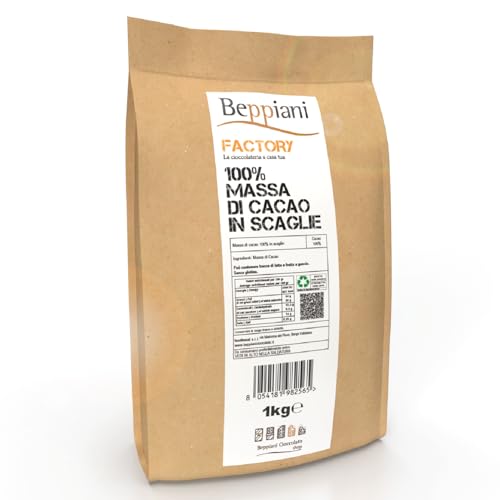 Beppiani 100% Massa di Cacao 1kg in scaglie, cioccolato artigianale