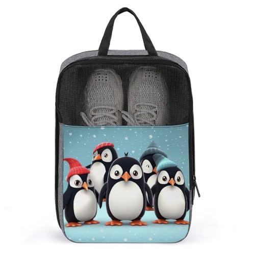 Organizador de zapatos con asa y estampado de pingüinos para viaje
