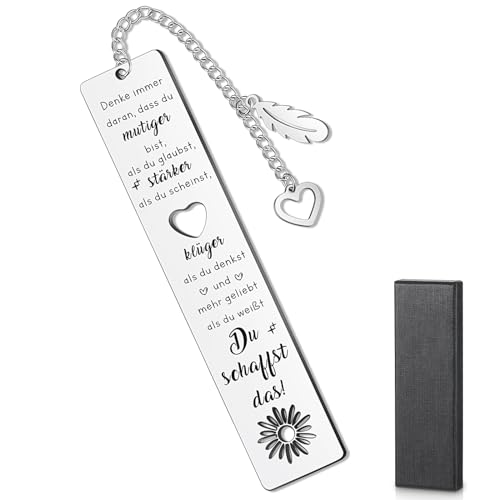 Otuuz Marcador de Metal con Caja de Regalo Negra Marcador Inspirador Marcapáginas de Agradecimiento con Colgante de Corazón Regalo de Marcapáginas de Despedida para Amantes de Libros Mujeres Colegas