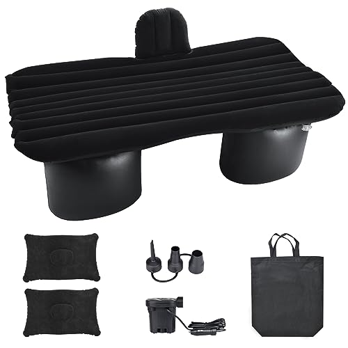 NovelBee Inflatable Car Air Mattress with Round Air Foot Piers, Inflatable Camping Air Mattress, Portable Camping Travel Sleeping Bed for Car SUV Truck