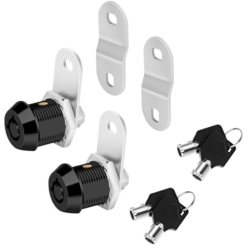 Image of Sissinda Cam Locks Black RV Storage Locks Keyed Alike, 5 /8 inch Fits on 3 /8 inch Max Door Thickness, RV Compartment Locks for Camper Trailer Cabinet Locks with Keys (Black 5 /8 Inch 2Pack)