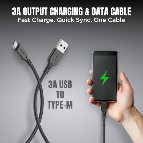 Image of Intex Speed 3A USB to Micro Fast Charging Cable Output Cable, 480mbps, Data Sync, Strong PVC Cable for Mobile, Neckband, Compatible with Micro Devices - Black