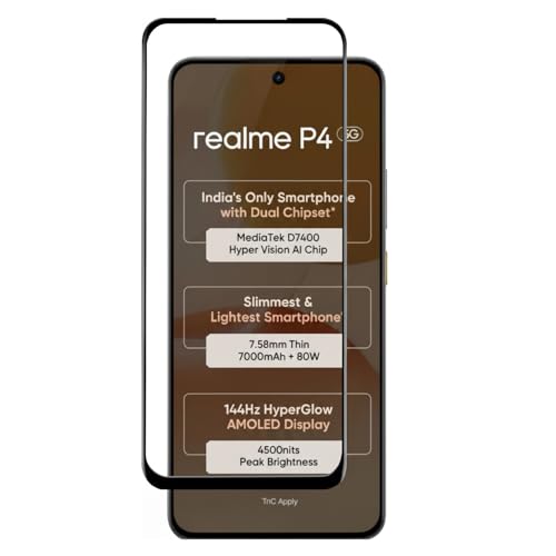 Image of Tempered Glass Screen Protector Compatible For REALME P4 5G with Easy Self Installation Kit