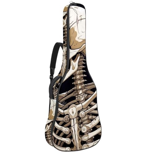 Housse guitare basse imperméable et rembourrée avec motif squelette pour musicien