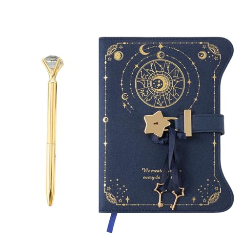 鍵付きノート 星座 日記帳 交換日記 鍵付き 入学祝い 日記 b6 ノート 詰め替え可能 横罫 子供 (パープル)