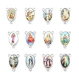  20 Stück Mix Picture Oval Double Sided Our Lady Herzstück Medaille Charm Anhänger Jesus Maria Kruzifix Charms für die Schmuckherstellung DIY Rosenkranz Halskette Armband