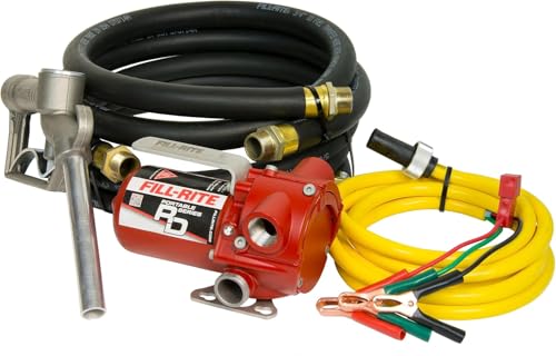 Fill-Rite RD812NH 12V 8 GPM Portable Fuel Transfer Pump w/Discharge Hose, Manual Nozzle, Power...