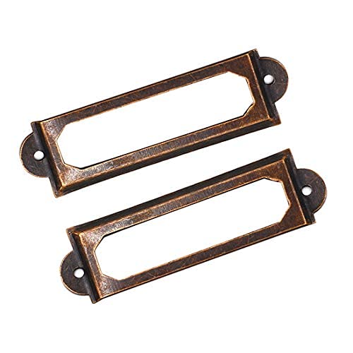 Touhia 50Pcs Antique Copper Label Holder For Office Library File Drawer Cabinet Card Tag Label Holder Metal Frame With Screws (60X17Mm) #TOP3
