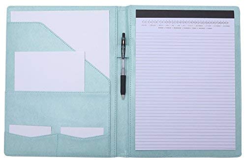 Portfolio Padfolio Resume Folder With Pocket, Premium Faux Leather Interview Writing Legal Pads Document Organizer Portfolio With Business Card Holder (Turquoise Teal Green) #TOP1