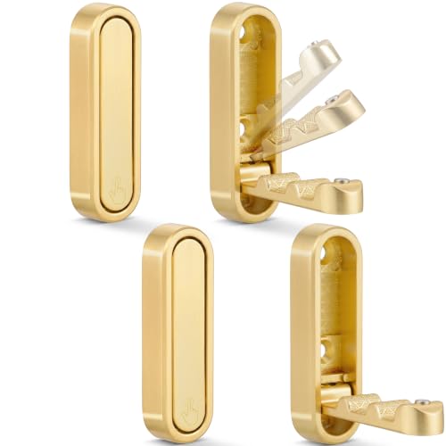XSGTZMJ Foldable Wall Hooks, 40lb Heavy Duty, Zinc Alloy, Gold, 4 Pack