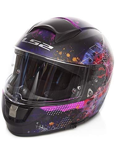 LS2 NC Casco per Moto, Hombre, Negro/Rosa, S