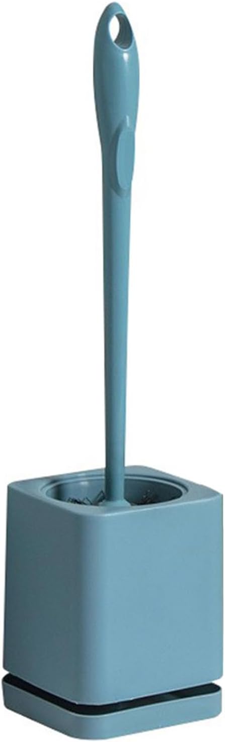 Toilet Brush and Holder, Compact Size Toilet Bowl Brush with Handle, Small Size Plastic Holder Easy to Hide, Space Saving for Storage, Drip-Proof, Easy to Assemble, Deep Cleaning (Blue)
