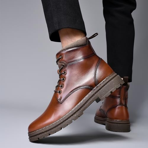 Arkbird Men's Leather Chukka Dress Boots - Casual Mid-Top Oxford Chelsea Boot Business Work Shoes for Men4