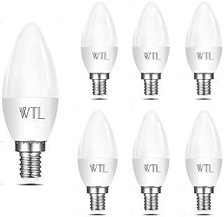 WTL E14 LED Candle Light Bulbs 6W Cold White 6500K Small Screw LED Bulbs 50W Equivalent, 500lm C37 Non-dimmable E14 Low Watt LED Bulb,6 Pack [Energy Class A+]